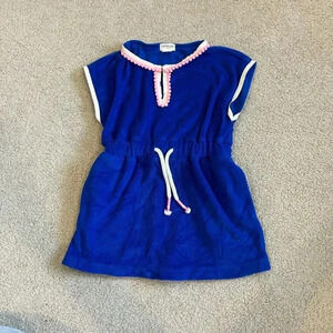 Crewcuts Girls Blue Terry Star Toweling Throw On Cover up Swim Dress Size 2
